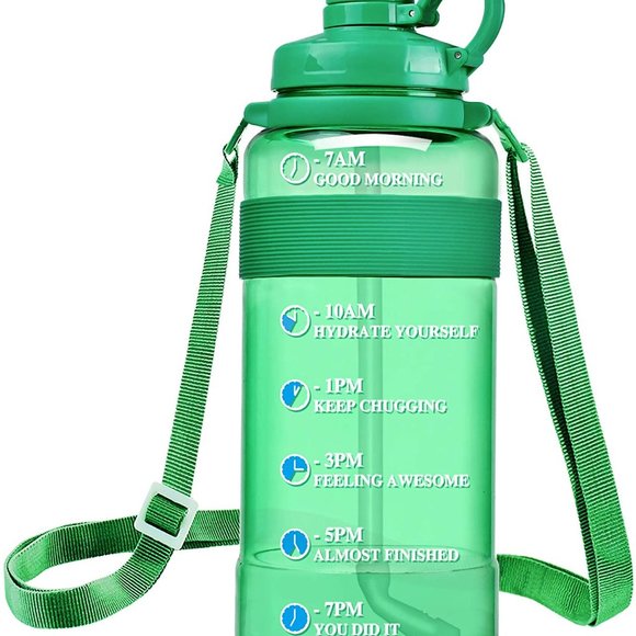Sports Water Bottle with Strap Portable Motivational with Time Mark Large size - Picture 2 of 16